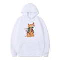 Loose pullover printed long sleeved jacket sweatshirt hooded top for men and women