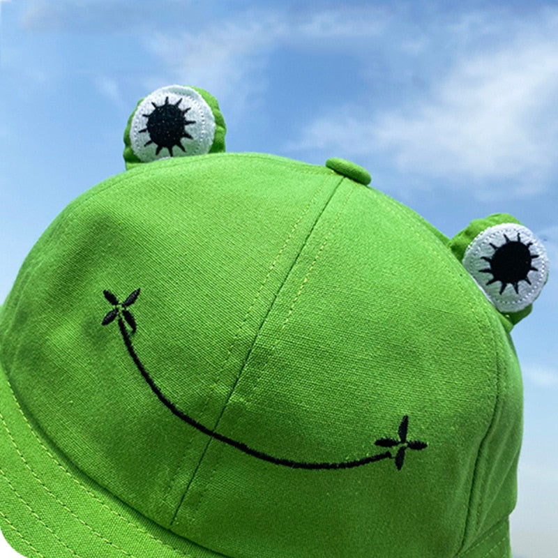 Fashion Frog Bucket Hat for Women Summer Autumn Plain Women Panama Outdoor Hiking Beach Fishing Cap Sunscreen Female Sunhat Bob