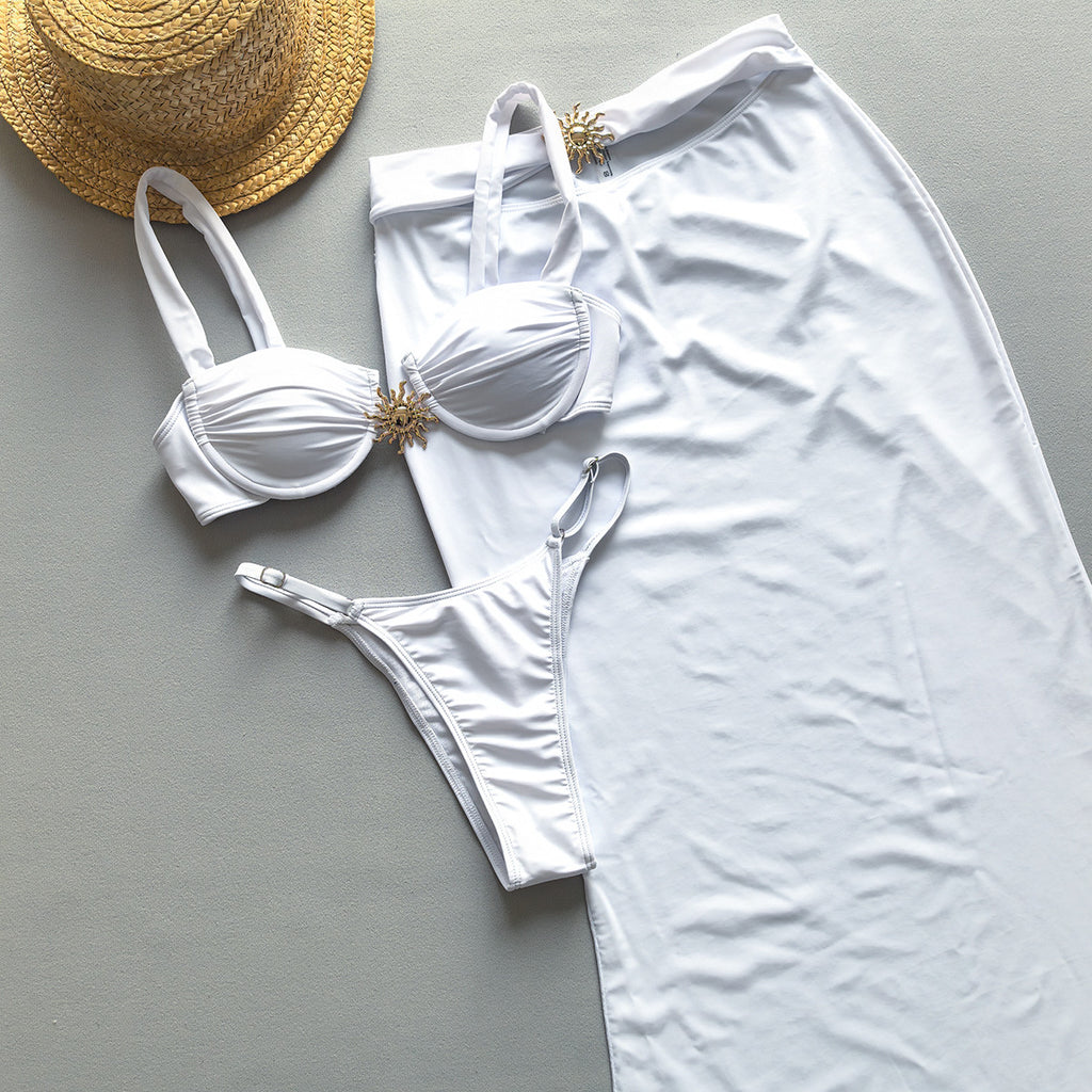 Three-Piece Bikini Set Sexy Women's Swimsuit Long Skirt