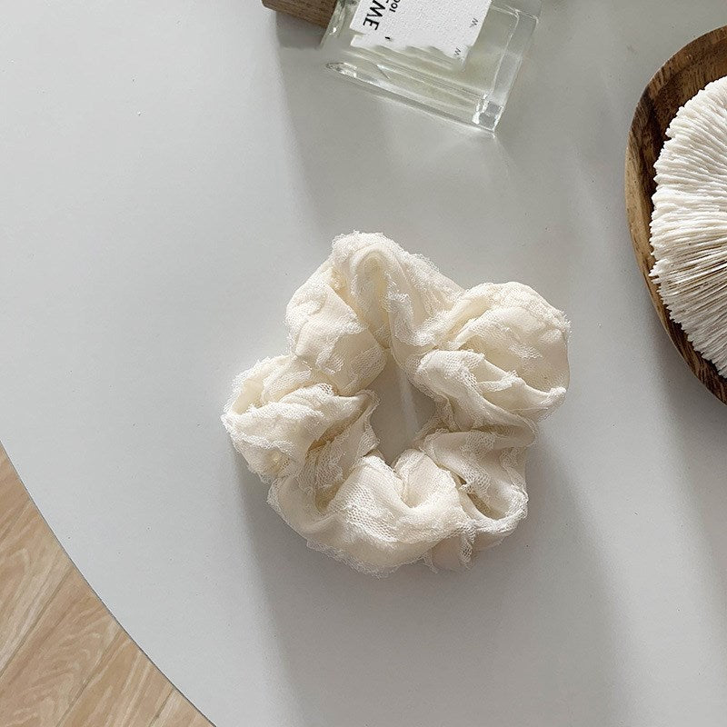 Net Red Large Intestine Ring Lace Chiffon Black And White Large Intestine Hair Ring Hair Accessories Simple Head Rope