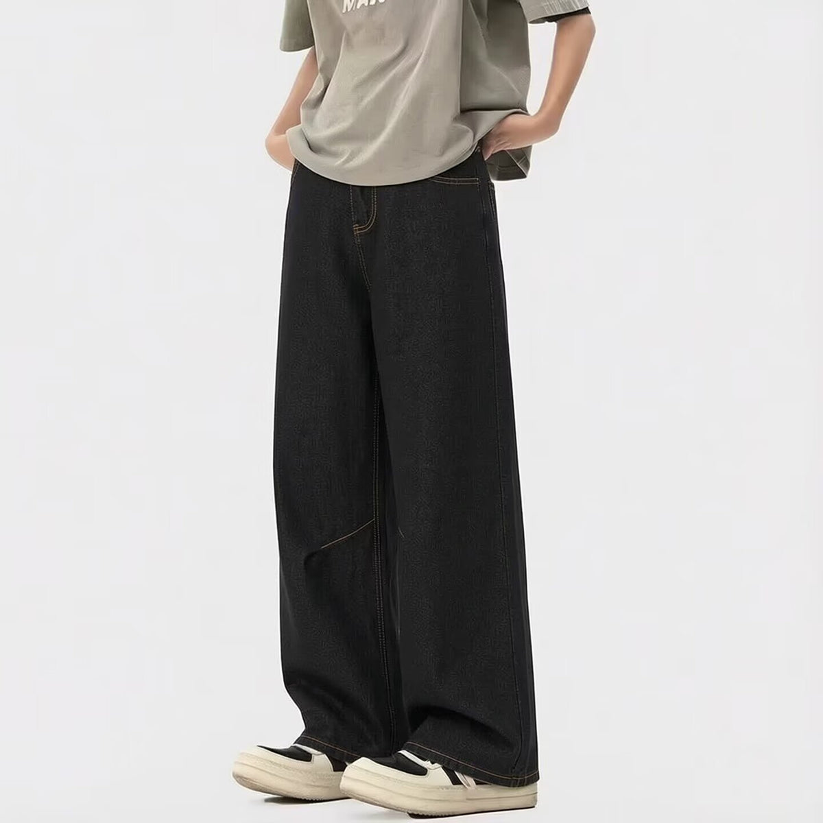 Denim Pants Men's Trendy Brand Retro Patchwork Long Pants