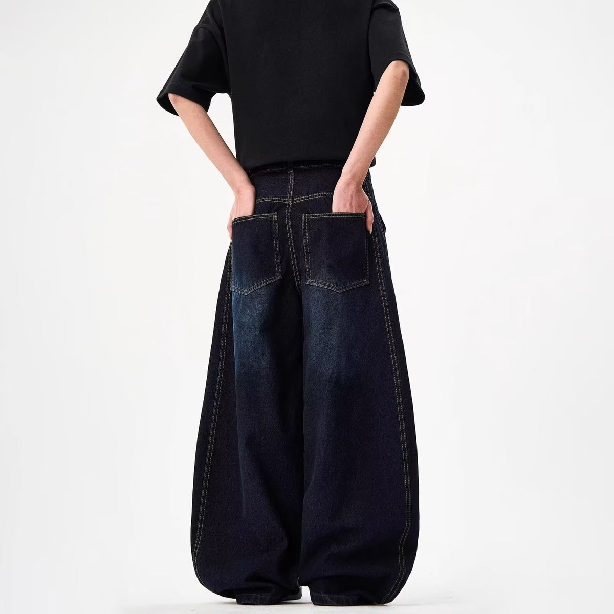 Vintage Washed Knife-Edge Jeans Women's Loose Casual Wide Leg Pants
