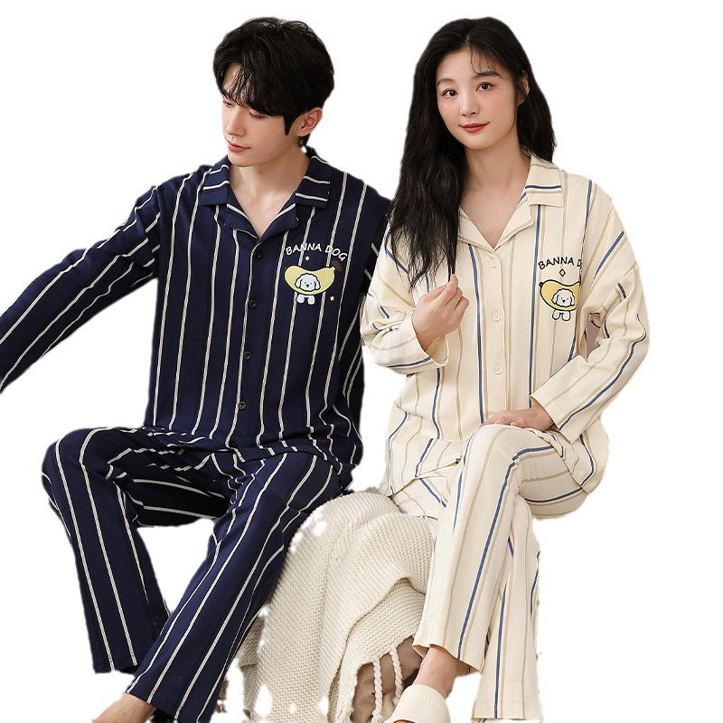 Couple's pajamas men's and women's lapel open home clothes