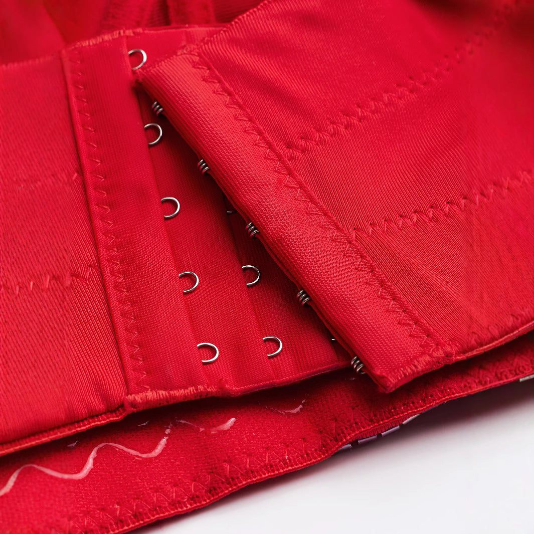 Elastic Red Bone Chest Support Sequin Embroidered Strap Camisole