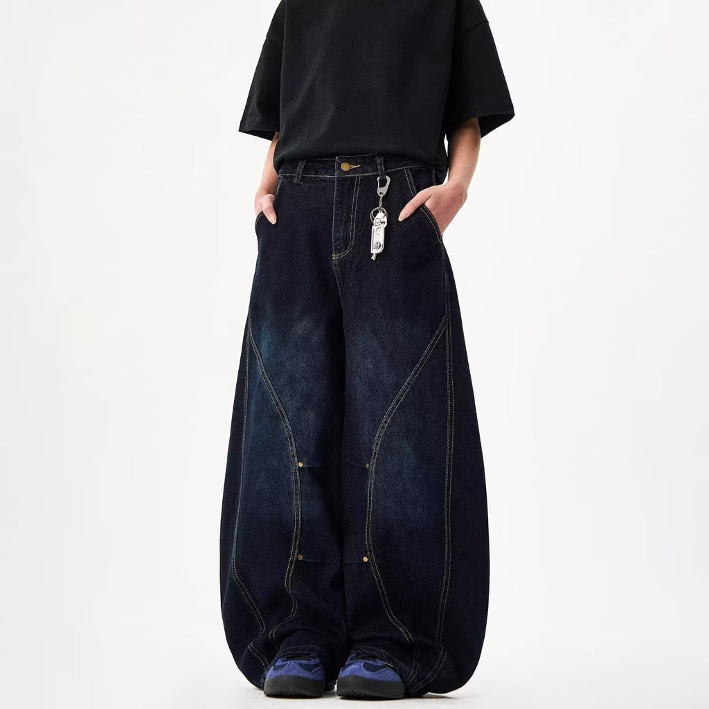 Vintage Washed Knife-Edge Jeans Women's Loose Casual Wide Leg Pants
