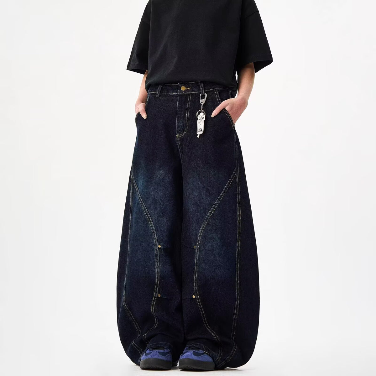 Vintage Washed Knife-Edge Jeans Women's Loose Casual Wide Leg Pants