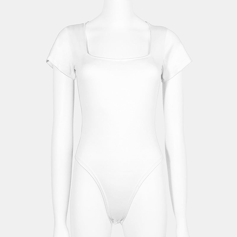Women's Fitted Jumpsuit Solid Color Sexy Slim Plus Size Short Sleeve T-Shirt Ladies' Romper