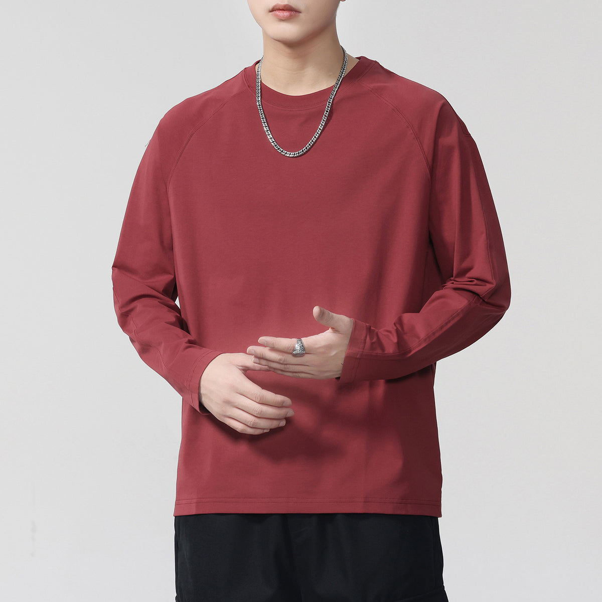 Men's Long Sleeve T-Shirt Loose Fit Comfortable Casual Base Tee Fall Winter