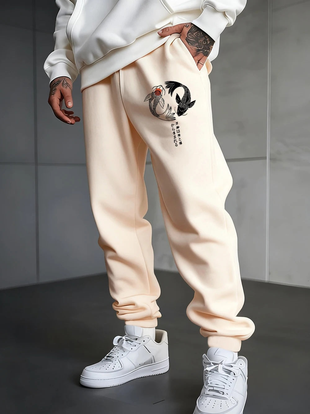 Gothic Twin Fish Print Unisex Casual Sport Sweatpants