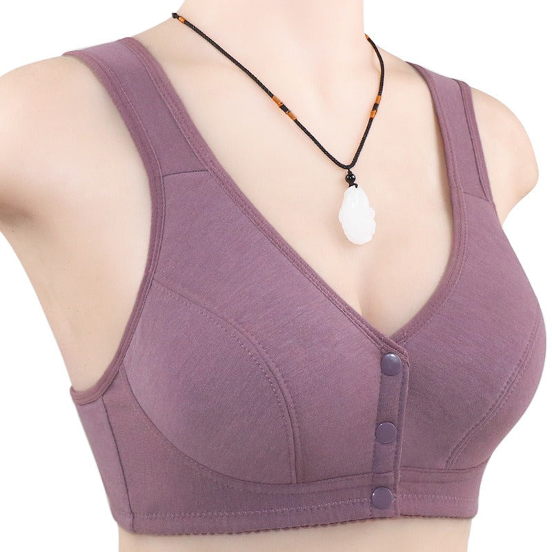 Women's soft cotton vest style middle-aged and elderly bra, large size without steel ring underwear for women