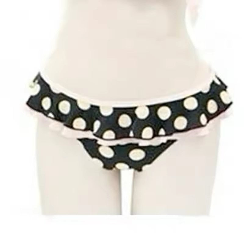 Sweet Versatile Solid Color Polka Dot Bikini Underwear Set