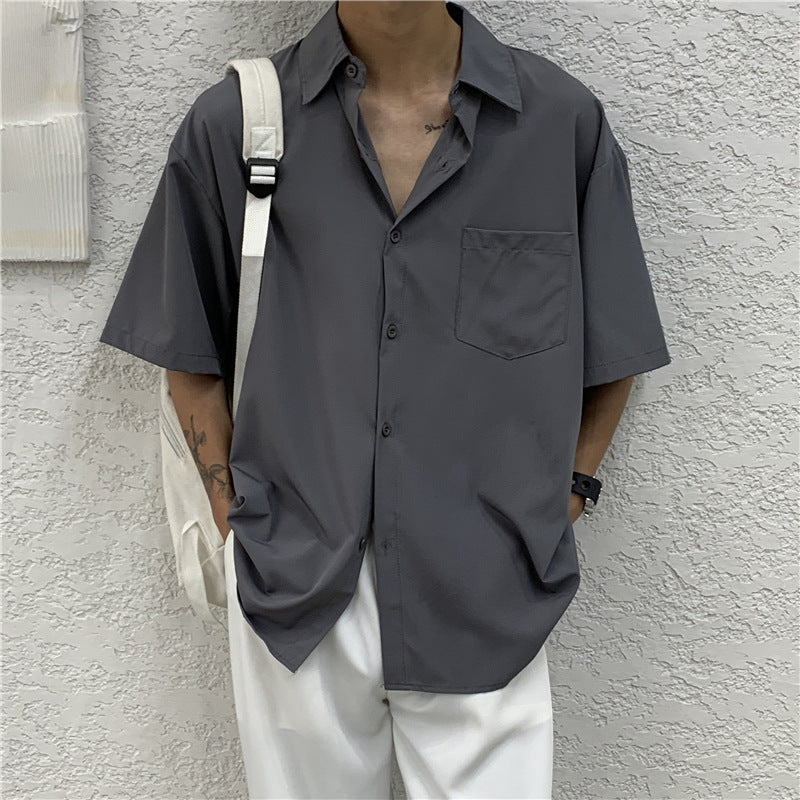 Loose and versatile casual five quarter sleeved shirt
