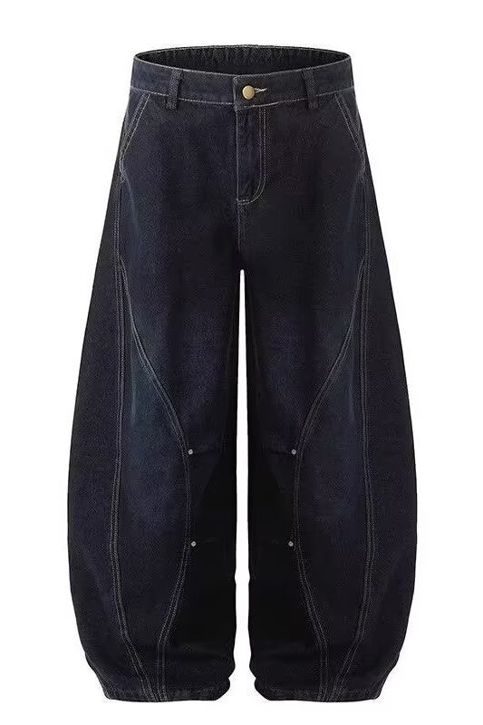 Vintage Washed Knife-Edge Jeans Women's Loose Casual Wide Leg Pants