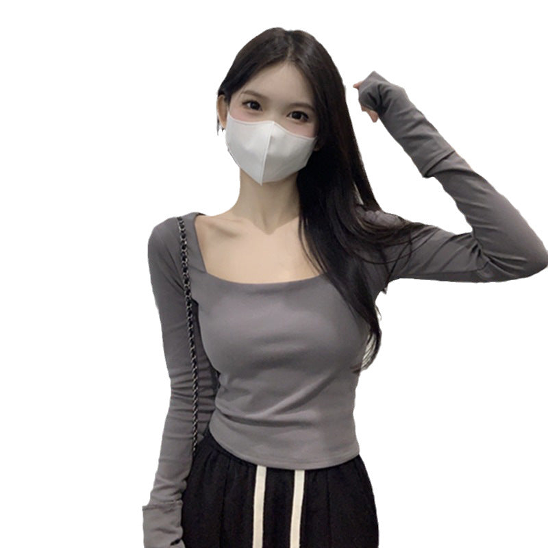 Square Neck Fitted Long Sleeve Innerwear Top for Women