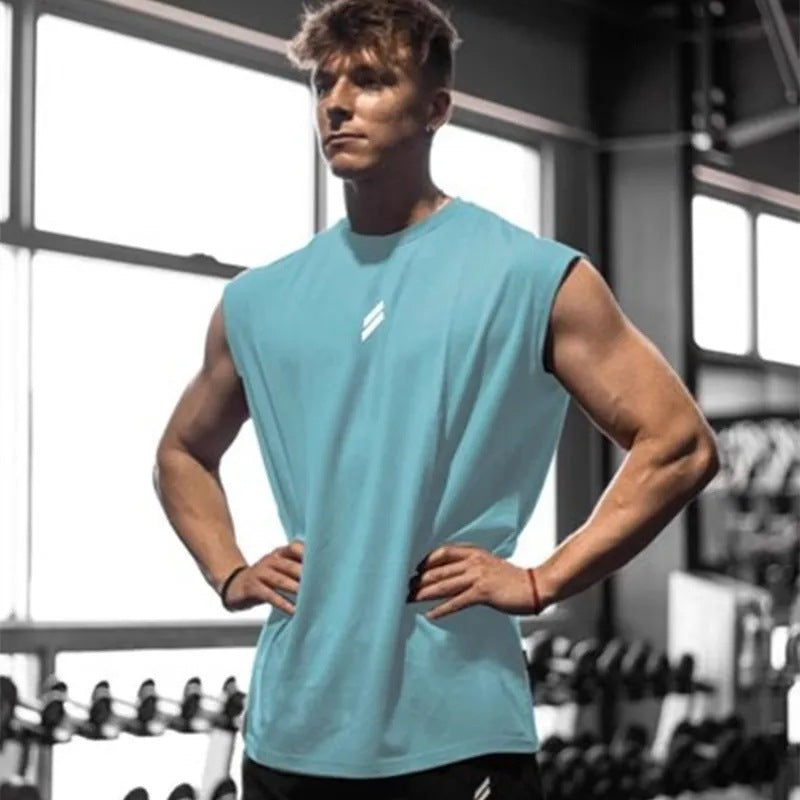Muscle-Burning Fitness Vest for Men Summer Casual Running Training Loose Oversized Mesh Crewneck Sweatshirt