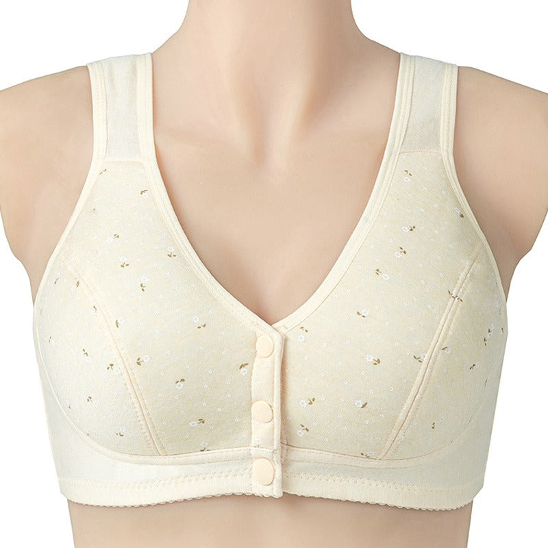 Women's soft cotton vest style middle-aged and elderly bra, large size without steel ring underwear for women