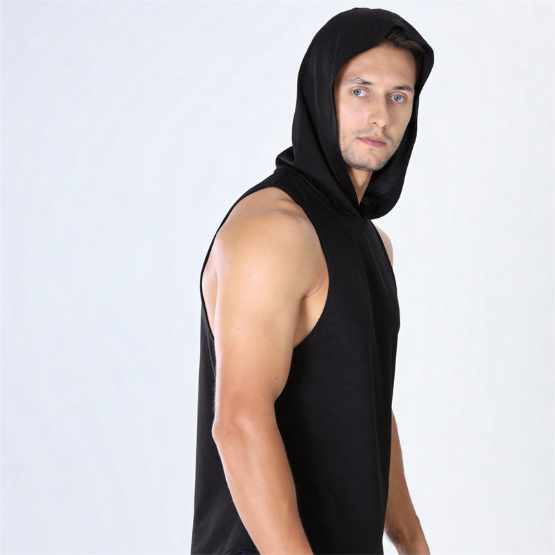 Summer Hooded Sleeveless Hoodie for Men, Sporty Breathable Running Outdoor Fitness Hoodie, Basketball Quick-Dry Top T-Shirt