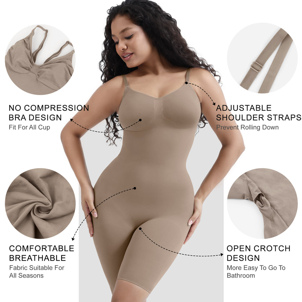 Women's Body Shaping Support Hip Lift Open Crotch Reinforced Version Strap Bodysuit