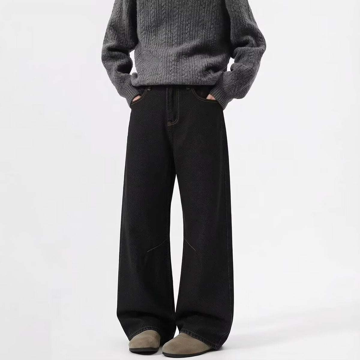 Denim Pants Men's Trendy Brand Retro Patchwork Long Pants