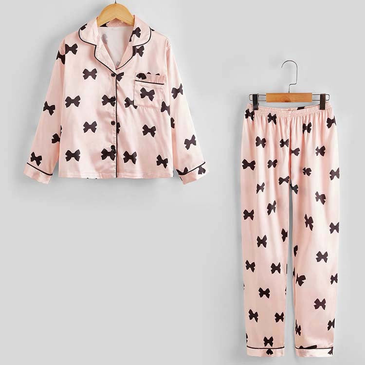 Children's Pajamas Set Two piece Autumn Silk Cute Cartoon Long Sleeve Girls' Home Wear