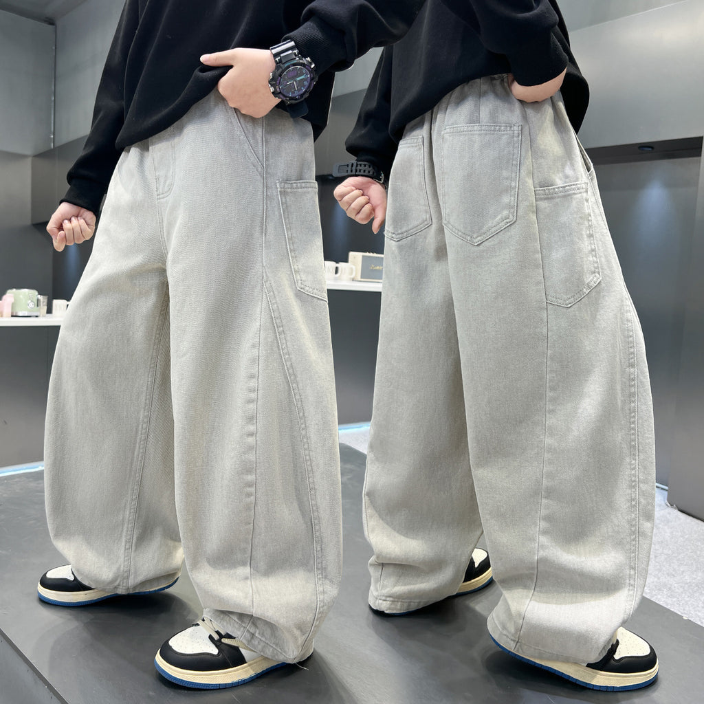 Boys' Casual Loose Wide Leg Straight Jeans Spring Autumn Pants
